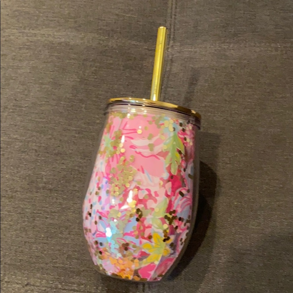 Lilly Pulitzer Acrylic Glass w/lid & straw